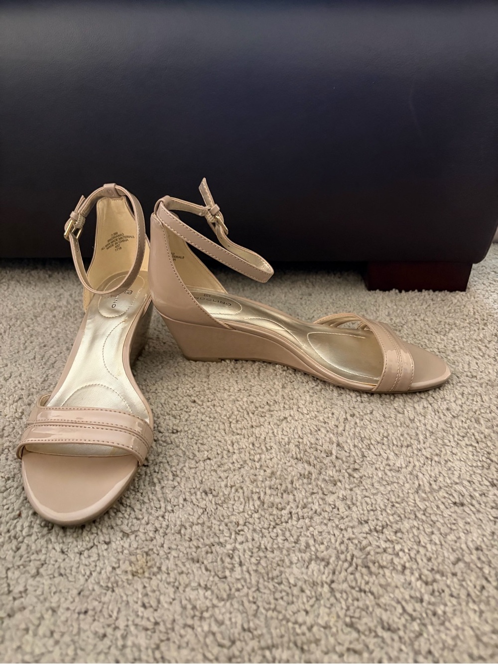 Bandolino Beige Ankle-Strap Wedge Sandals